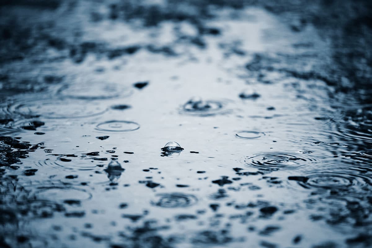 puddle with rain drops splashing 