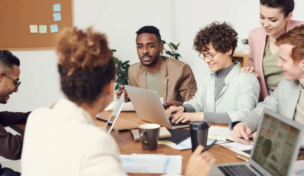 boardroom of people in conversation